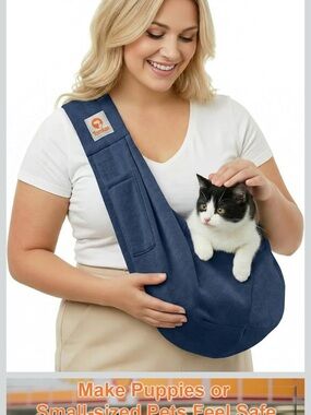 Navy Pet Sling Carrier for Small Pets